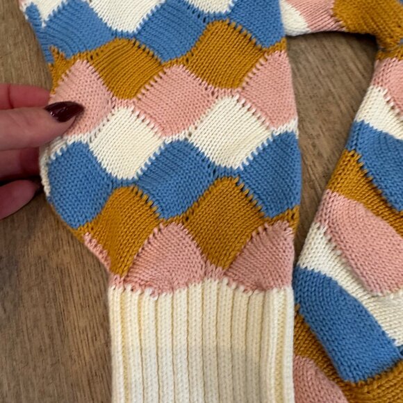 Kids Zara Argyle Sweater Size L Multicolor Knit Pullover - Picture 2 of 7